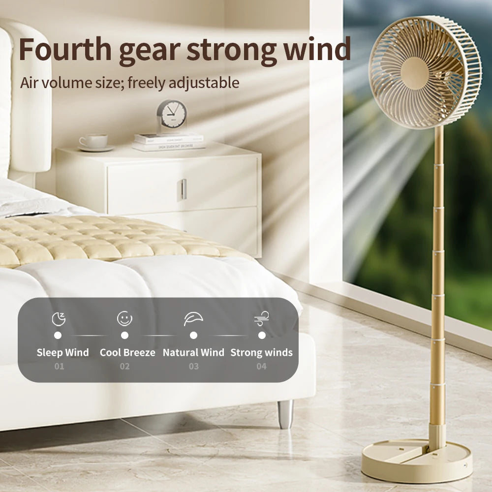USB Foldable Portable Fan with 8inch 4 Speeds ＆ Timing, Battery Operated Mini Floor Fan for Bedroom, Indoor or Outdoor,Table Fan