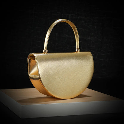 New fashion halfmoon handbag shiny evening dress bag delicate metal chain shoulder bag fashion gift bag small items storage bag