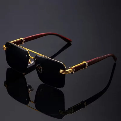 A Pair of Textured Double-Bridge Trendy Fashion Sunglasses, Suitable for Streetwear, Parties, Music Festivals, Gifting and Vacat