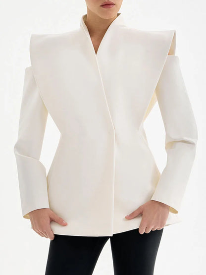 Fashion Temperament Lapel Long Sleeved Coat New 2025 Women's Lapel Button Blazer Jacket Elegant Office Solid Color Loose Outwear