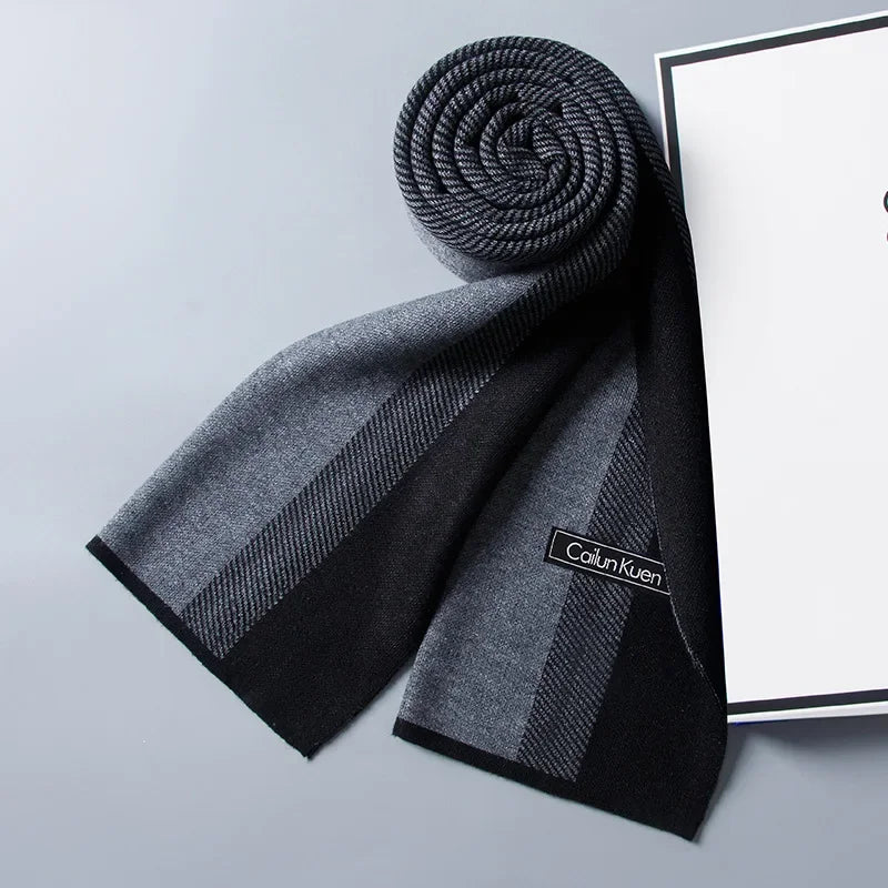 High Quality Wool Men Scarf Autumn Winter Classic Business Thermal Muffler Male Soft Korean Version Long Thick Warm Shawl No Box