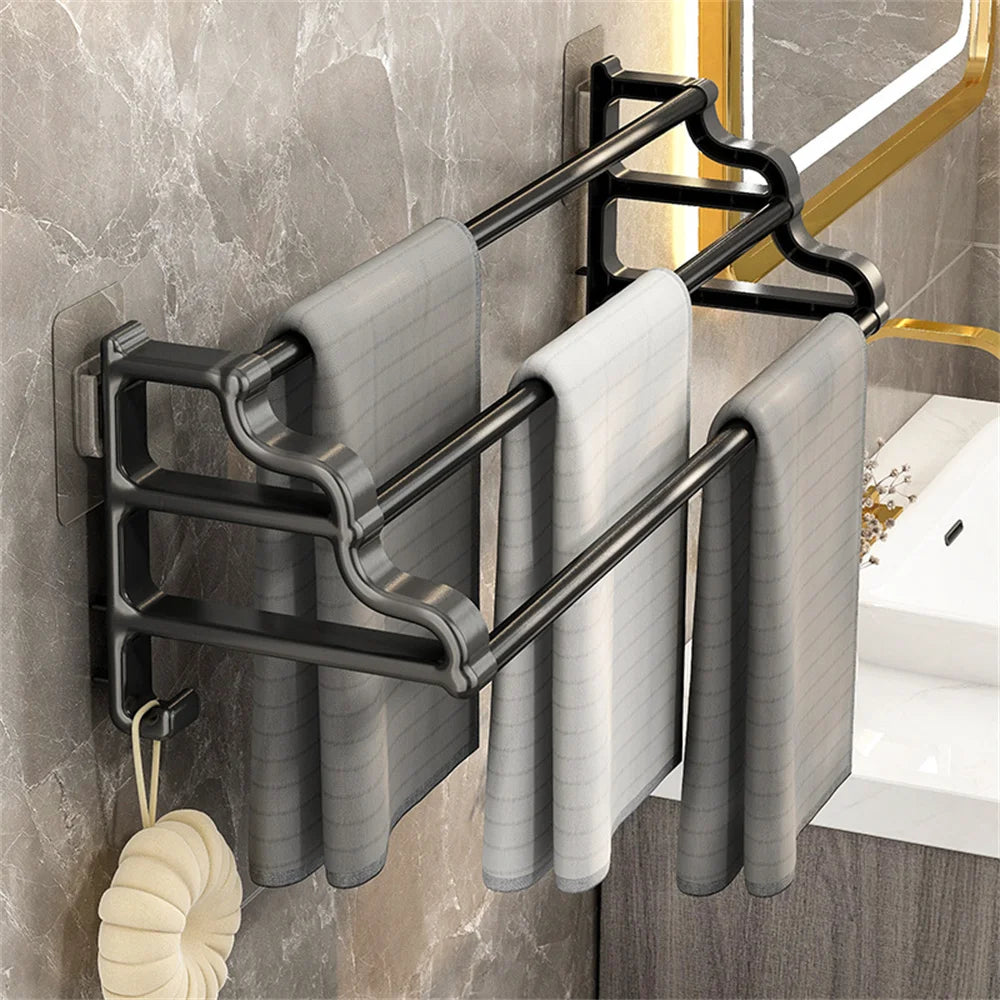 1pc bathroom Wall Mounted Towel Bar Hotel Storage Rack Bathroom Supplies Slipper Rack Shelf Home Towel Rack