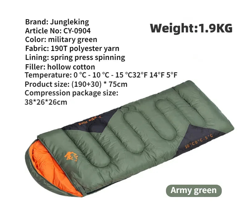 MOUNTAINHIKER JUNGLEKING Camping Sleeping Bag Ultralight Waterproof 4 Season Warm Envelope Sleeping Bags for Outdoor Hiking
