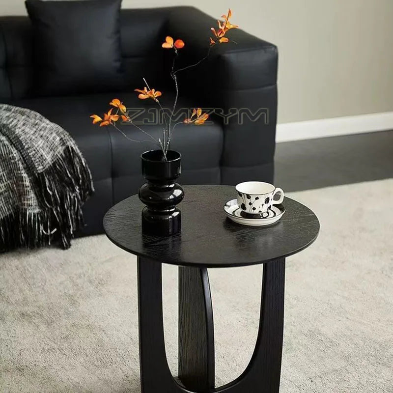 Versatile Solid Wood Edge Retro Geometric Sofa Coffee Corner Table Reasonable Height Apartment Household Creative Round Tables