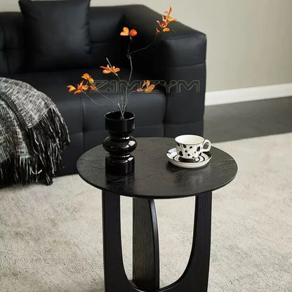 Versatile Solid Wood Edge Retro Geometric Sofa Coffee Corner Table Reasonable Height Apartment Household Creative Round Tables