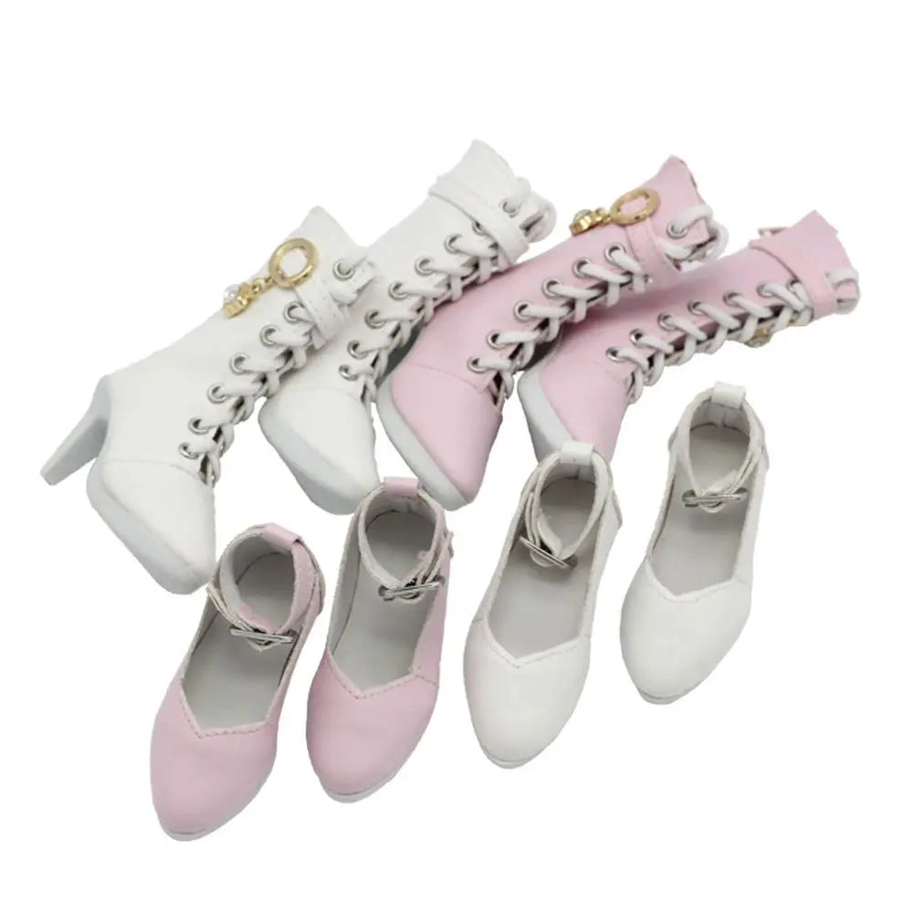 Dolls Accessories PU Leather Dolls Shoes Handmade Fashion Doll High Boots Cute Mini Doll High-heeled Shoes 1/3 BJD