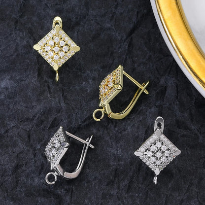Juya 18K Gold Silver Plated Fastener Bales Fixture Earring Hook Locks For DIY Women Fashion Crystal Agate Charms Earrings Making