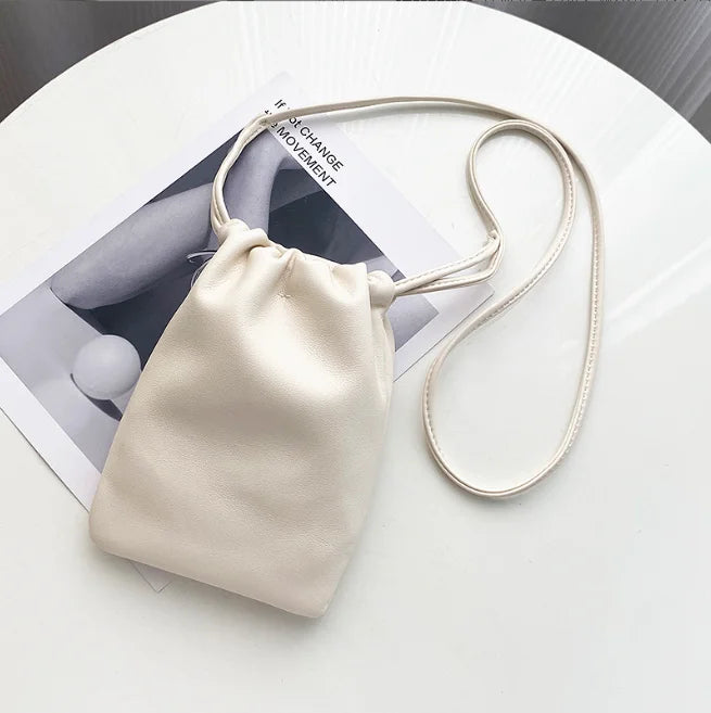 New mobile phone bag women's bag fashionable simple small lucky bag single shoulder crossbody bucket bag drawstring small bag
