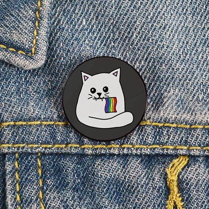 Lapel teacher tote Bag backpacks Badge Cartoon gift Pines Brooch for women Non Binary Pride cat Pins Custom cute Pines Shirt