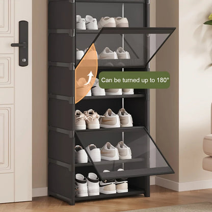 Shoe Rack-Shoe Storage Cabinet Vertical Shoe Organizer for Closet Entryway Corner Bedroom-  Stackable DIY Narrow Shoe Shelv