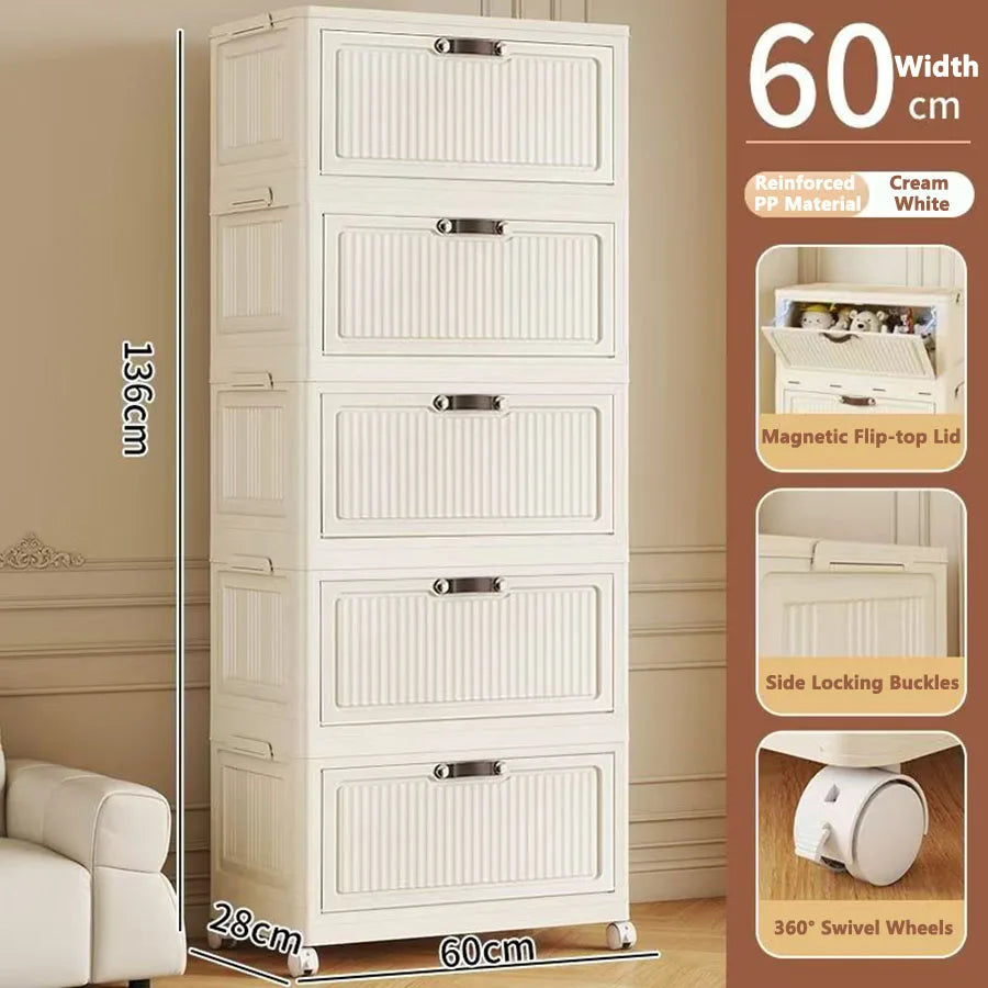 Storage Cabinet Foldableing Storage Box Home Living Room Toy Cabinet Storage Rack Snack Cabinet Organizer Box Kitchen Storage Cabinet Folding Storage Cabinet Organizer