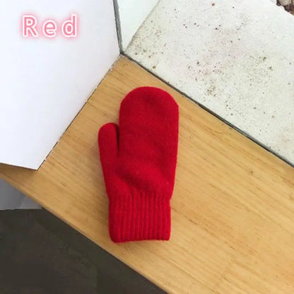 1 Pair Double-layer Rabbit Hair Gloves Female Winter Korean Version of Solid Color All Fingers Winter Women Gloves Girls Mittens