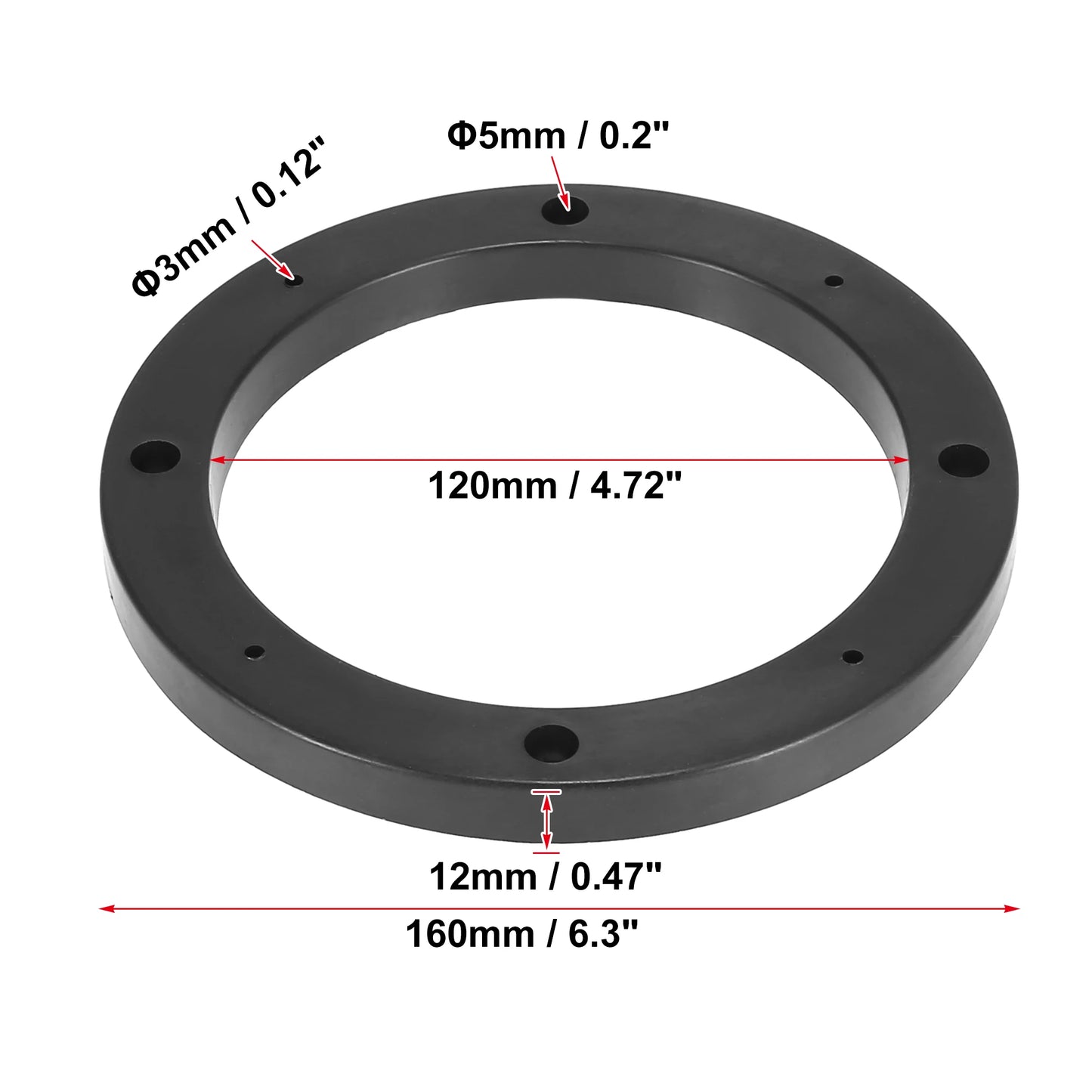 X Autohaux 2-4pcs 4 Inch 5 Inch 6.5 Inch Car Black Hollow Universal Speaker Spacer Mounting Spacer Plate Plastic 120mm ID