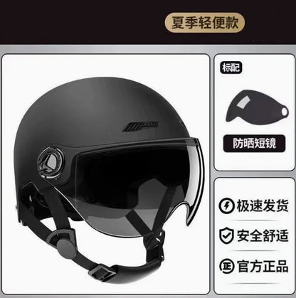 Motorcycle Open Face Helmet with Visor, Safety Scooter Helmet for Electric Bike & Cycling