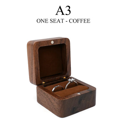 Vintage Wooden Ring Box Jewelry Organizer Square Wood Grain Wedding Rings Holder Earrings Jewelry Display Packaging Gift Boxes