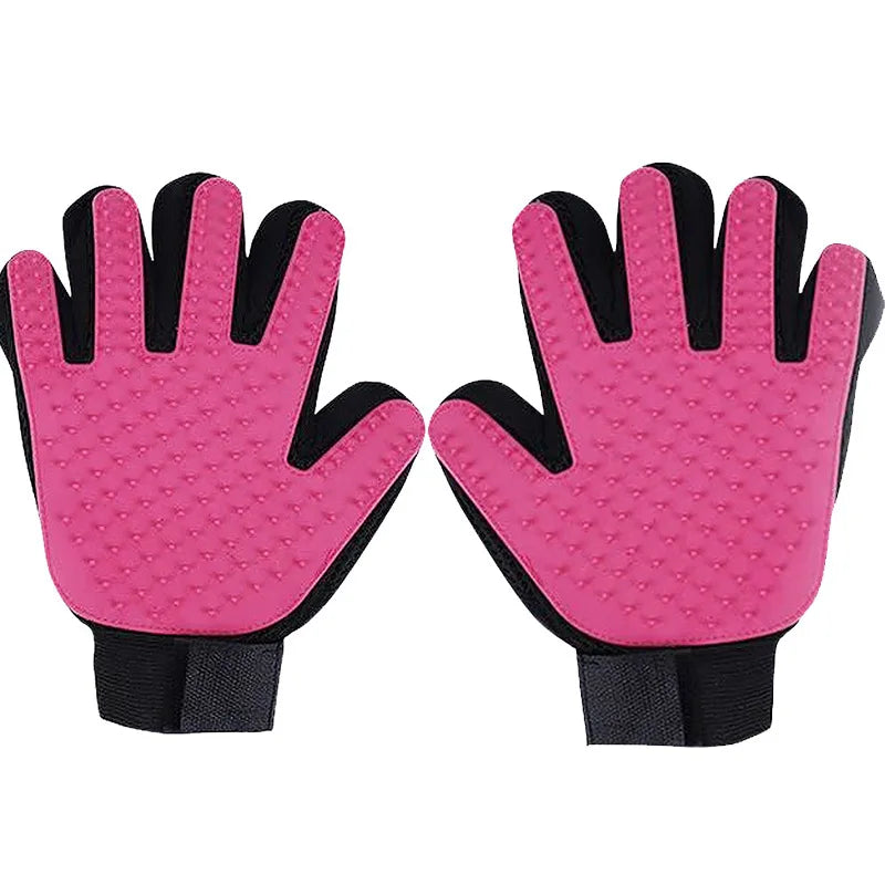 Pet Grooming Kit for Dog Cat Rabbit Fur 2 Sided Grooming Brush Bath Cleaning Glove De-Shedding De-Matting Pet Hair
