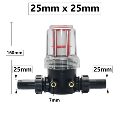 Transparent 60 Mesh Fine Filtration Water Filter With 20mm, 25mm Barbed Agriculture Tools Garden Irrigation Filter 1 Pcs