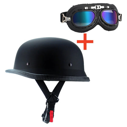 Motorcycle Bicycle Open Riding Retro Helmet, Casco Half Helmet, Cool Matching Glasses Universal Adjustable DOT Certification