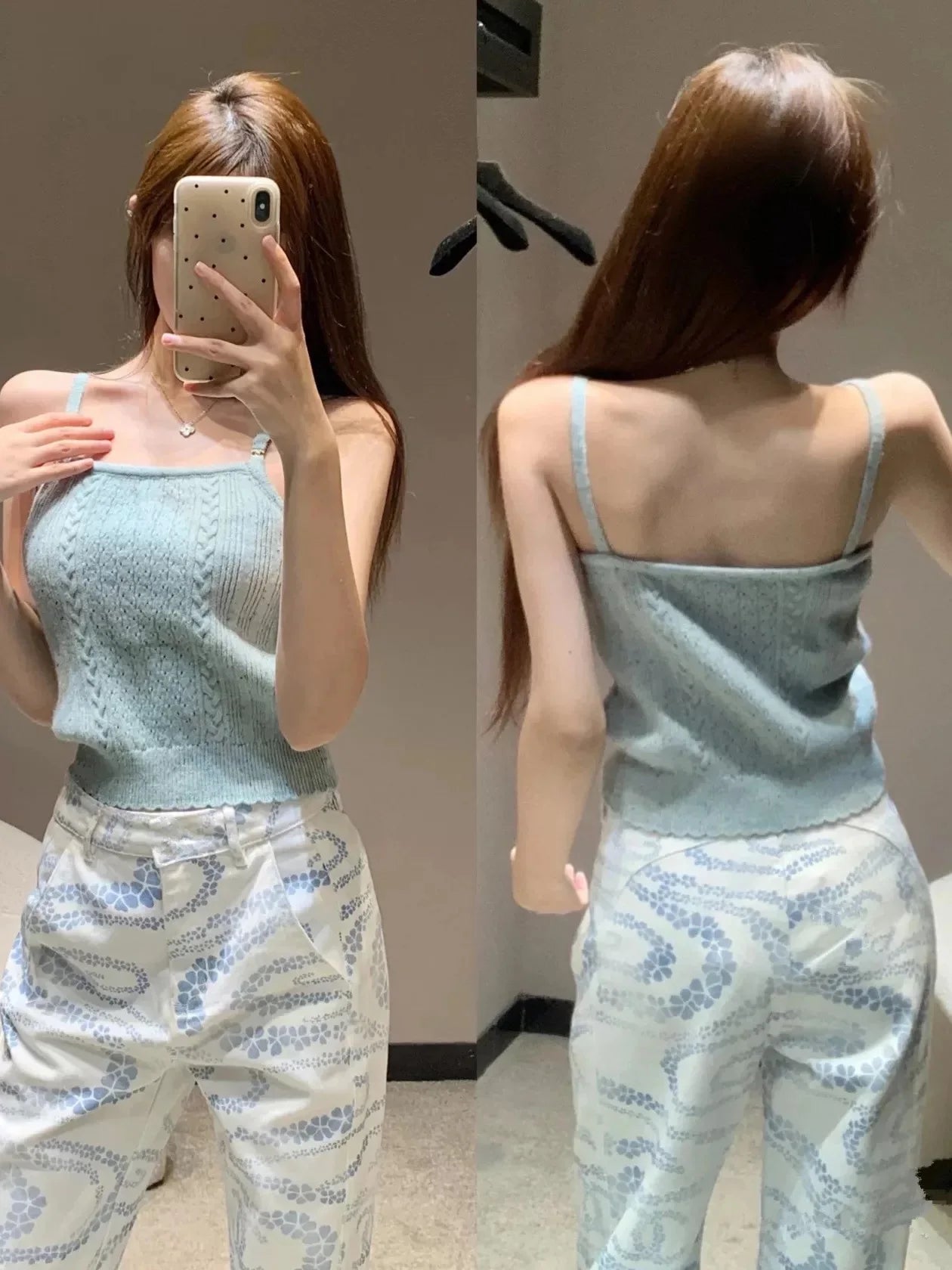Women White Printed Jeans High Waisted Wide Leg Korean Straight Loose Casual Versatile Autumn New High Street Fashion Trousers