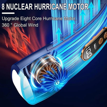 Portable Neck Fan, Leafless Mini Electric Fan with LED Lights 5 Gear Air Cooling Fan, USB Rechargeable Mute LED Digital Display