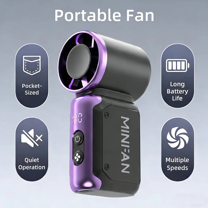 Handheld Small Fan, Portable Mini Bladeless Electric Fan, USB Charging Pocket Portable Fan, Suitable for Outdoor and Travel Use