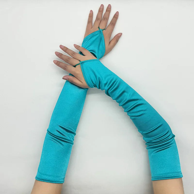 Ladies' Gloves, Long Hook-Finger Tinted Gloves, Ball Gloves, Bride's Wedding Dress Gloves, Sun-Protective Fashion Gloves C101