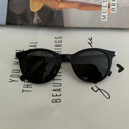 GAMBLE MONSHER Driving Sunglasses Women's UV Protection Large Small Faces Sunscreen Fashionable round Frame Glasses