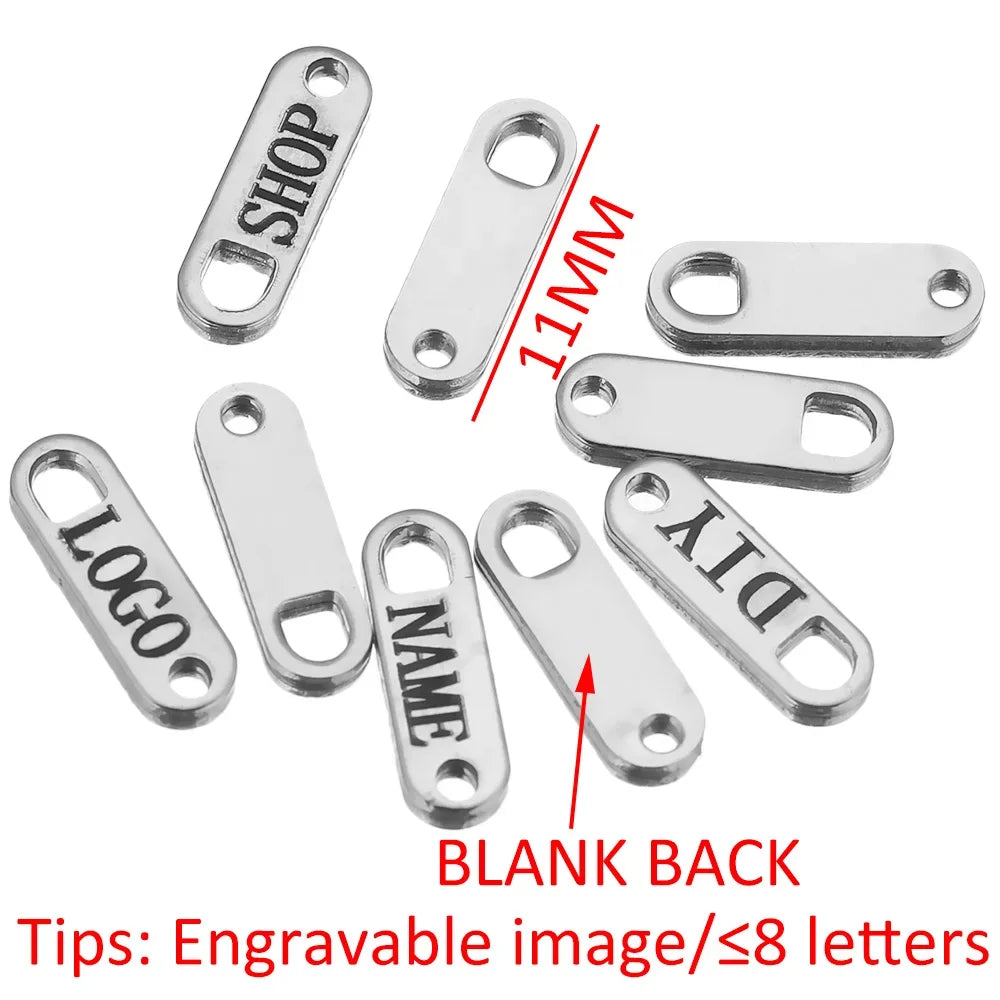 50pcs Customized Custom Laser Engrave Name LOGO Stainless Steel Personalized Necklace Extend Chain Tail Tag Jewelry Wholesale