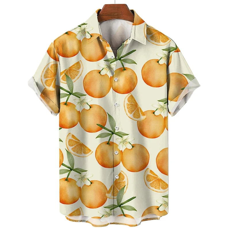 Fruit Banana Cherries 3D Printed Graphic Shirts For Men Clothes Fashion Hawaiian Lapel Blouse Casual Streetwear Lapel Blouse Top