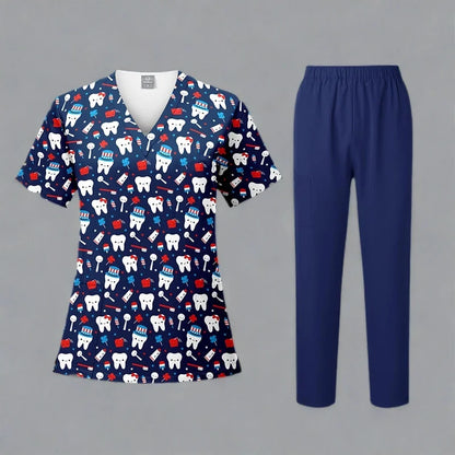 Animal Printing Surgery Scrubs Tops Pet Grooming Uniforms Beauty Salon Work Clothing Pet Clinic Veterinary Health Check Uniforms