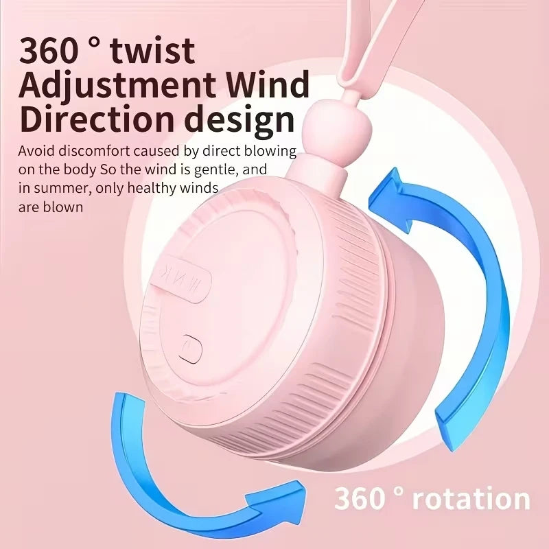 Portable Neck Fan (USB Rechargeable) – Mini Hands-Free Fan with Powerful Airflow & Quiet Operation; Suitable for Outdoor Use