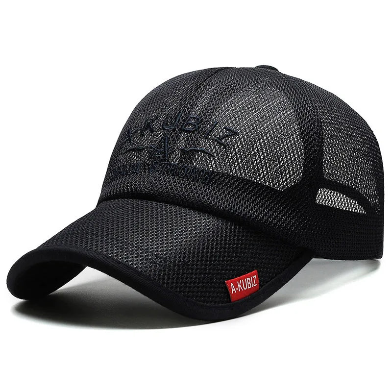 Men's Summer Mesh Breathable Baseball Cap Outdoor Quick Dry Golf Sport Fishing Visor Sun Hats Man Male Solid Color Snapback Caps