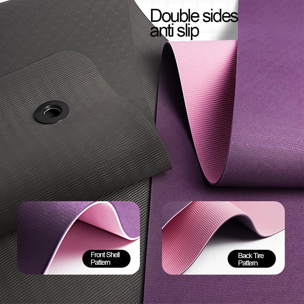 6mm Eco Friendly Double-side Anti Slip TPE Yoga Mat Eyelets Fitness Floor Gym Mat with Hanging Hole