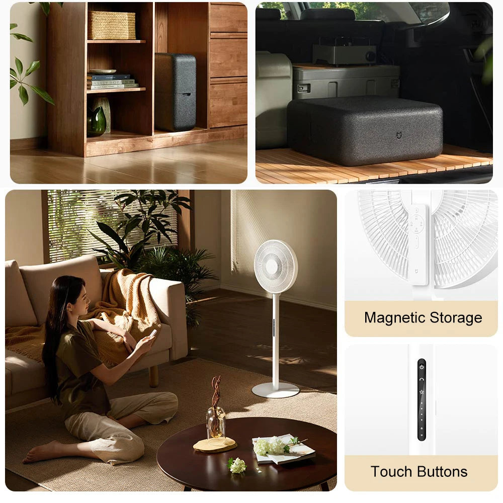 MIJIA DC Inverter Floor Fan Pro,Ultra-Thin Retractable,With Storage Box,Smart Standing Electric Fan,100 Air Flow Settings
