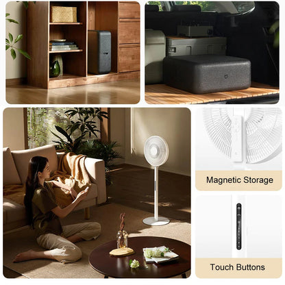 MIJIA DC Inverter Floor Fan Pro,Ultra-Thin Retractable,With Storage Box,Smart Standing Electric Fan,100 Air Flow Settings
