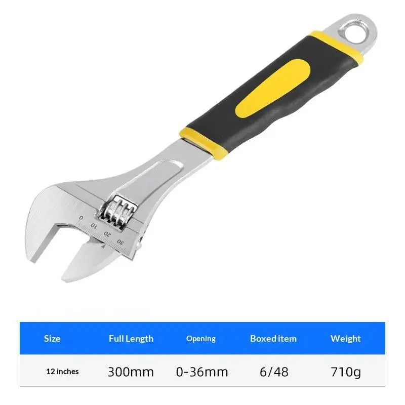6-10 Inch Heavy Duty Adjustable Wrench With Rubberized Handle Box End Professional Tool Kit Construction Equipment