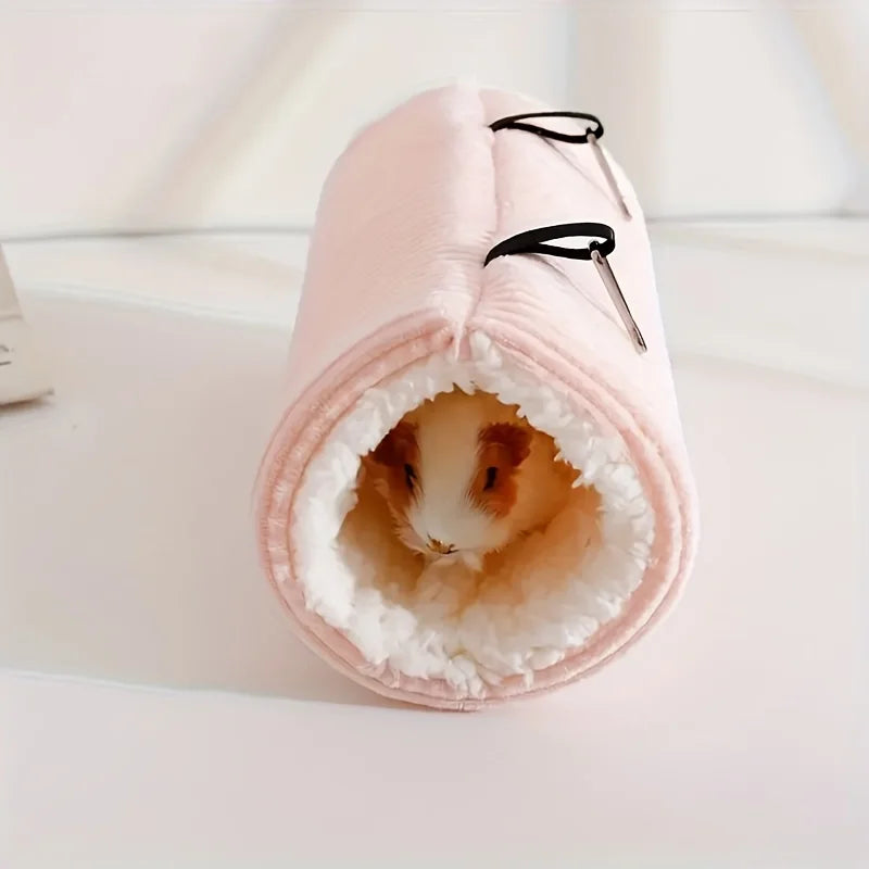 Pet Plush Tunnel Bed Soft Corduroy Cat Dog Cave Bed Foldable Pet Hideout Bed with Safety Pins for Small Pets