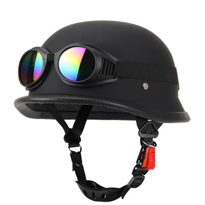 Motorcycle Half Helmet German Leather Vintage Helmet Casco Moto Motorcycle Open Face Helmet Biker Pilot DOT Certification S-XXL