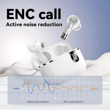 E20 ENC Wireless Earbuds InEar Bluetooth5.3 Stereo Sports Earphones Noise Reduction Headset With Mic LED Digital Display