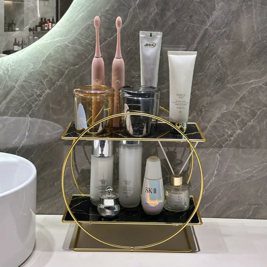 Bathroom Storage Iron Rack Desktop 2layer Holders Rack Daily Necessities Dressing Table Organizing Shelf Home Decor Accessories
