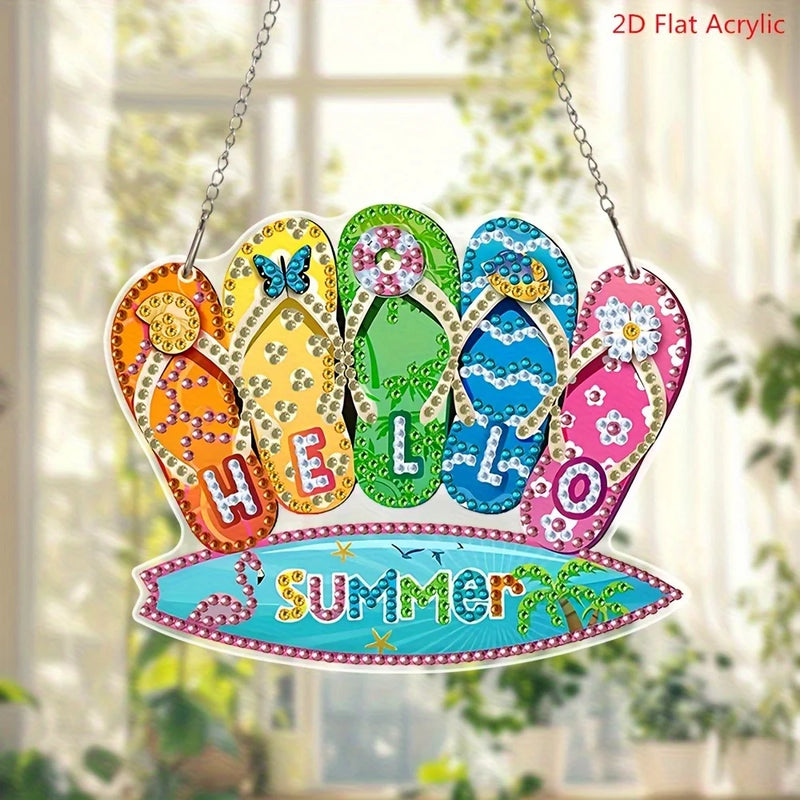 2D Diamond Painting Kit, Colorful Summer Atmosphere Hanging Decor