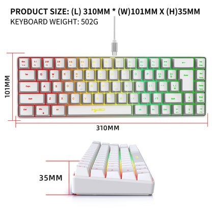 68-key gaming keyboard and mouse kit RGB backlit portable game wired membrane keyboards wireless mice mause for Home office