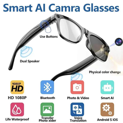 Lenovo 100MP Camera 8K HD Smart Glasses Chat GPT 260mAh Battery Bluetooth Call Voice Assistant Control Smart Glasses for Men