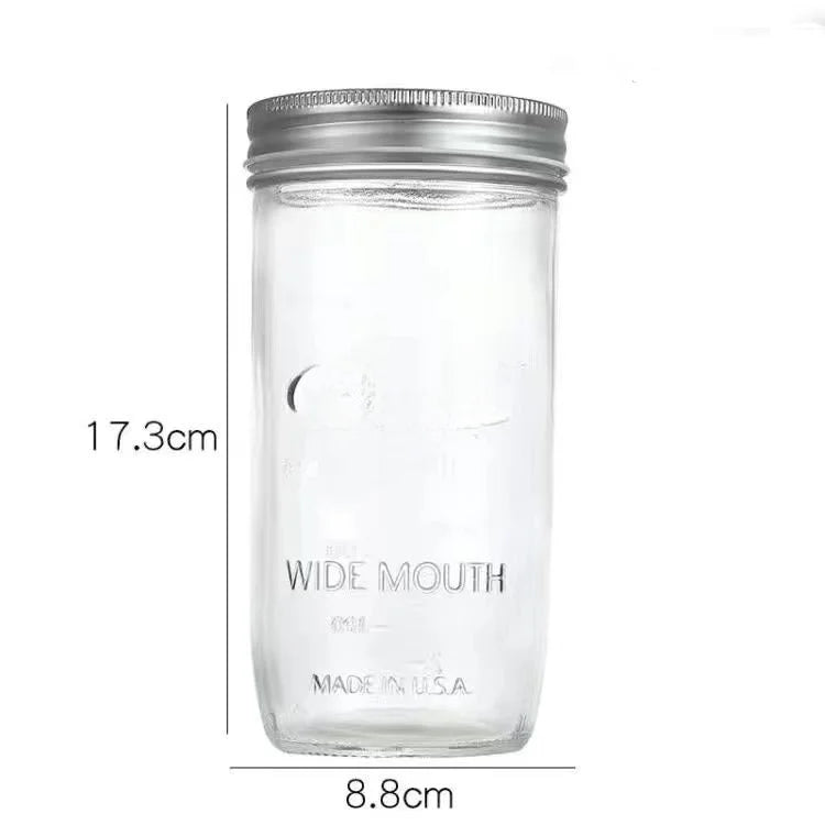 Large Mouth Glass Mason Jar Sed Container Transparent Sc American Sle Overnight Oats Cup Bowl Yogurt Drink Cup