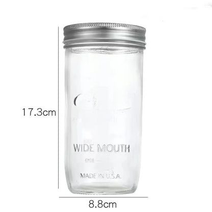 Large Mouth Glass Mason Jar Sed Container Transparent Sc American Sle Overnight Oats Cup Bowl Yogurt Drink Cup