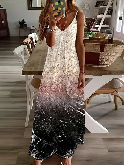 Colorful Fun Graffiti Dress 2024 New Summer Ladies Fashion Sexy Slip Dress Summer Comfort Extra Long Sleeveless Slip Vest