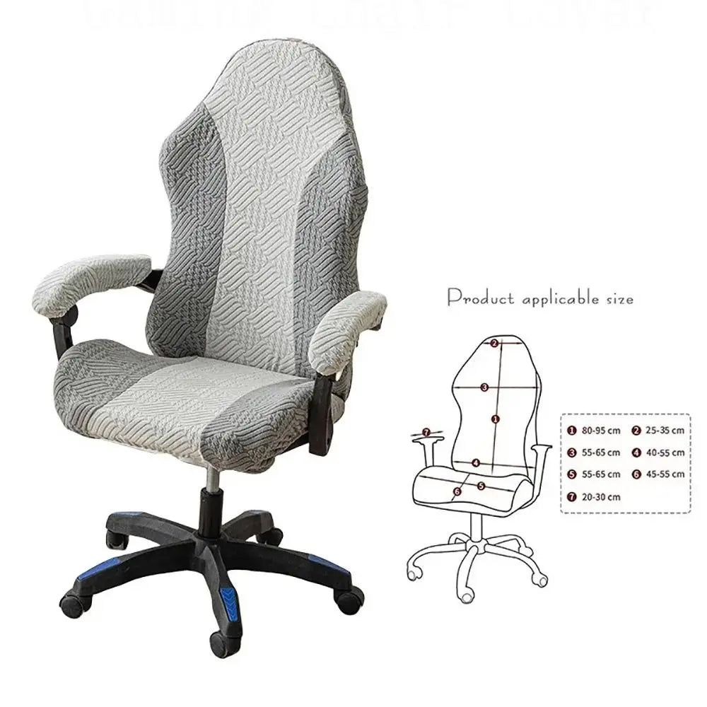 Office Computer Chair Cover Spliced Color Patchwork Elastic Fleece Jacquard Stretch Gaming Chair Cover With Armrest Cover