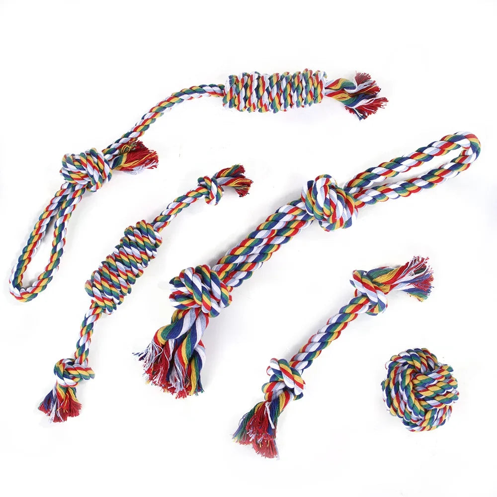 Pet Dog Chew Toys for Large Small Dogs Toy Interactive Cotton Rope Puppy Teething Toys Ball for Dogs Toothbrush Chew Toy Set