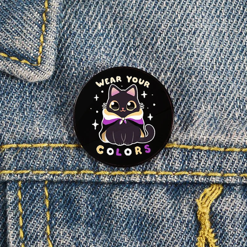 Lapel teacher tote Bag backpacks Badge Cartoon gift Pines Brooch for women Non Binary Pride cat Pins Custom cute Pines Shirt