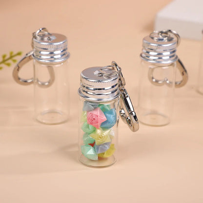 10ml Storage Bottle with Love Keychain Mini Transparent Glass Bottles Aluminium Cap Empty Sample Jars Liquid Containers